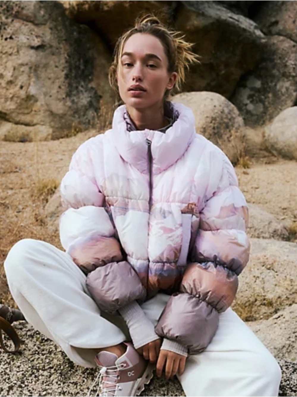 Free People FP Movement Women’s XS In A Bubble Shine Jacket Mountain print